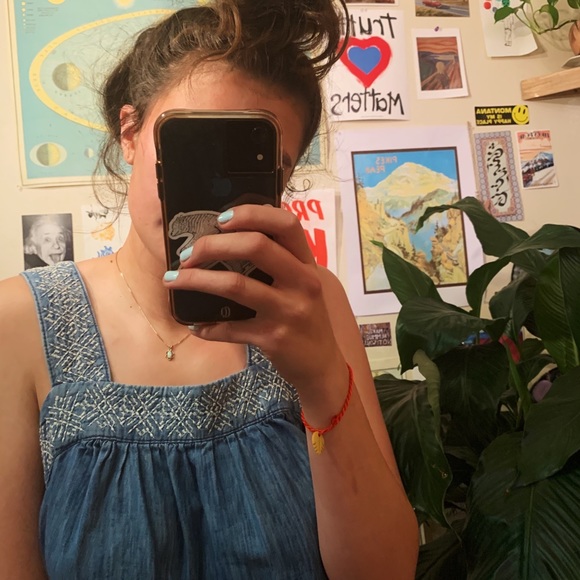 Super cute denim dress with embroidered detailing. - Picture 4 of 4